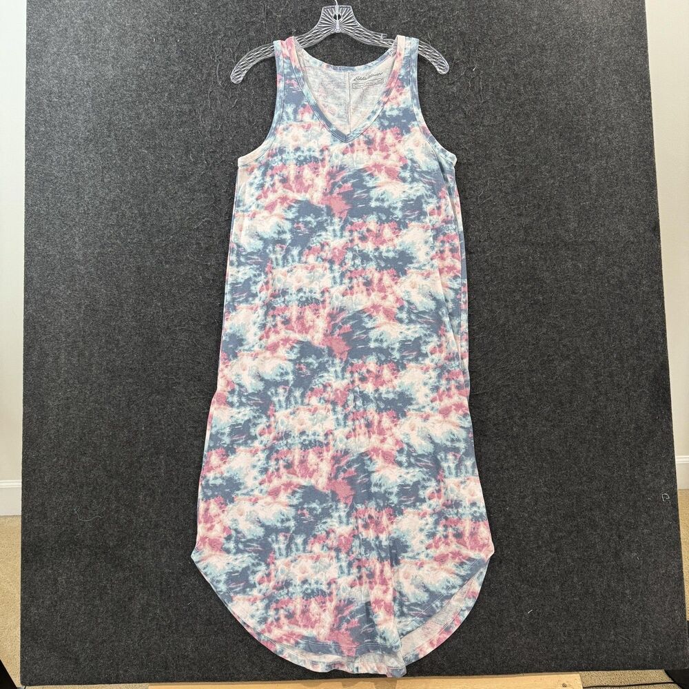 Eddie Bauer Dress Women's Medium Multicolor Tie Dye Tank Midi Cotton Jersey